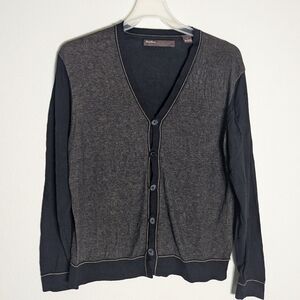 Perry Ellis Mens Cardigan Sweater Lightweight Rogers Cosby Nerdy Professor Large